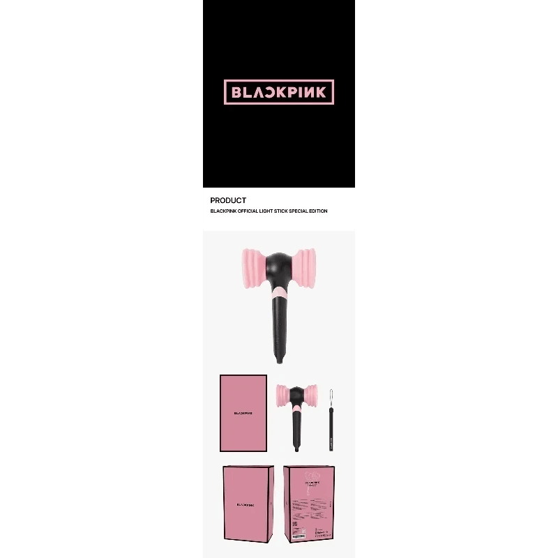 Lightstick Shop Bl-Ping-Bong Official Lightstick Ver.2 for BLACKPINK, hammer-shaped with pink accents and black handle.