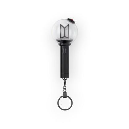 Lightstick Shop BTS Army Bomb Ver.4 mini lightstick keychain with a clear globe and black handle.