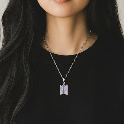 BTS x STONEHENgE Moment of Light Necklace purple crystal pendant detail