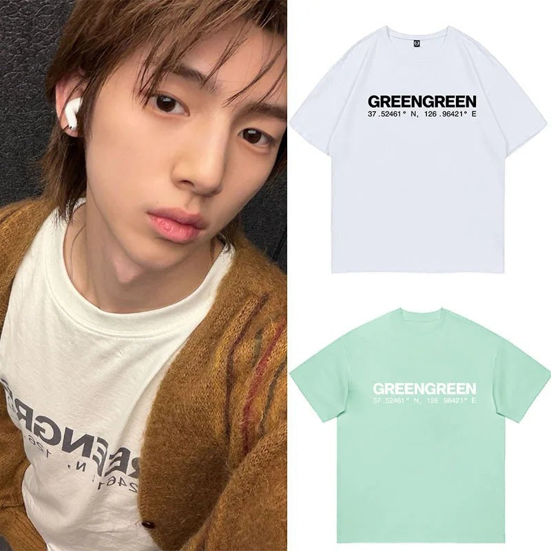 CORTIS GREENGREEN cotton t-shirt shown in white and mint green