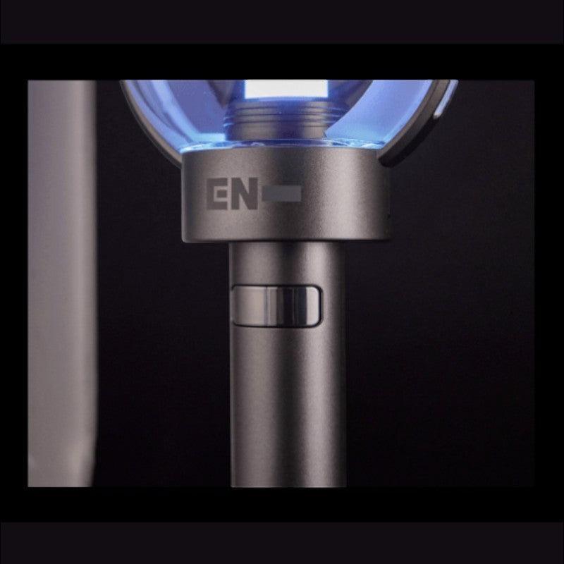 Lightstick Shop ENHYPEN official lightstick with blue glow and EN logo on metallic handle.