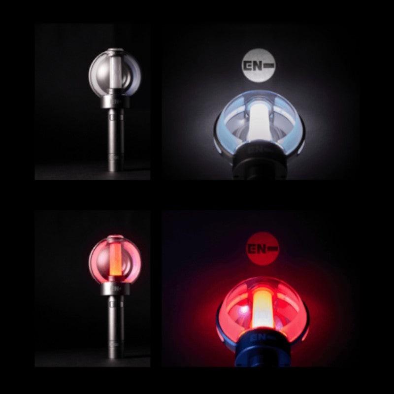Lightstick Shop ENHYPEN official lightstick with a clear orb and silver handle, glows white or red.