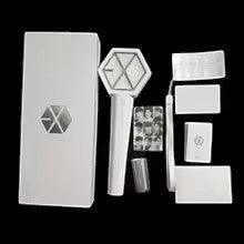 Lightstick Shop EXO third generation official lightstick with hexagonal logo, includes box, photos, and accessories.