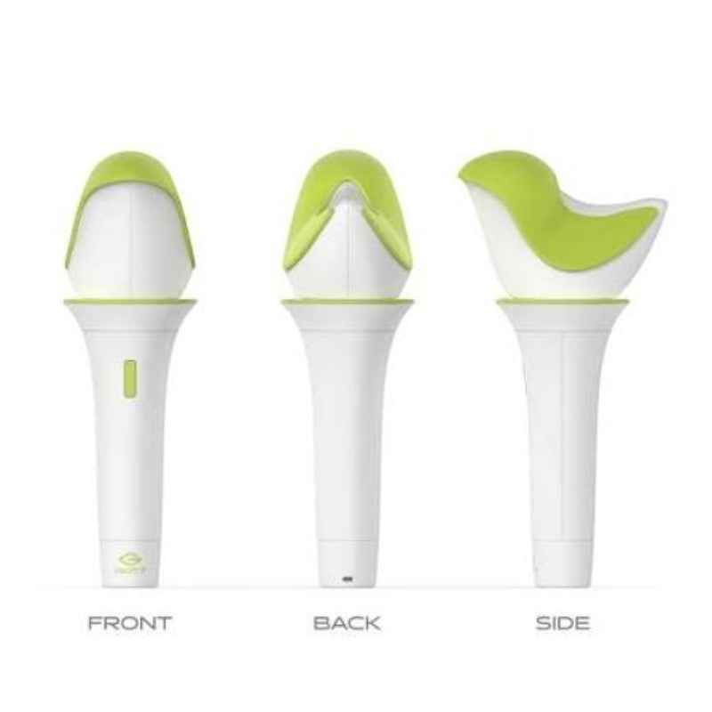 Lightstick Shop GOT7 Ahgabong Version 3 lightstick showing front, back, and side views in white and lime green.