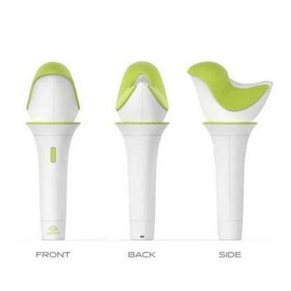 Lightstick Shop GOT7 Ahgabong Version 3 lightstick showing front, back, and side views in white and lime green.