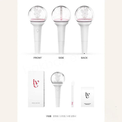 Lightstick Shop IVE official lightstick with white handle, clear globe, and Bluetooth control for K-pop concerts.
