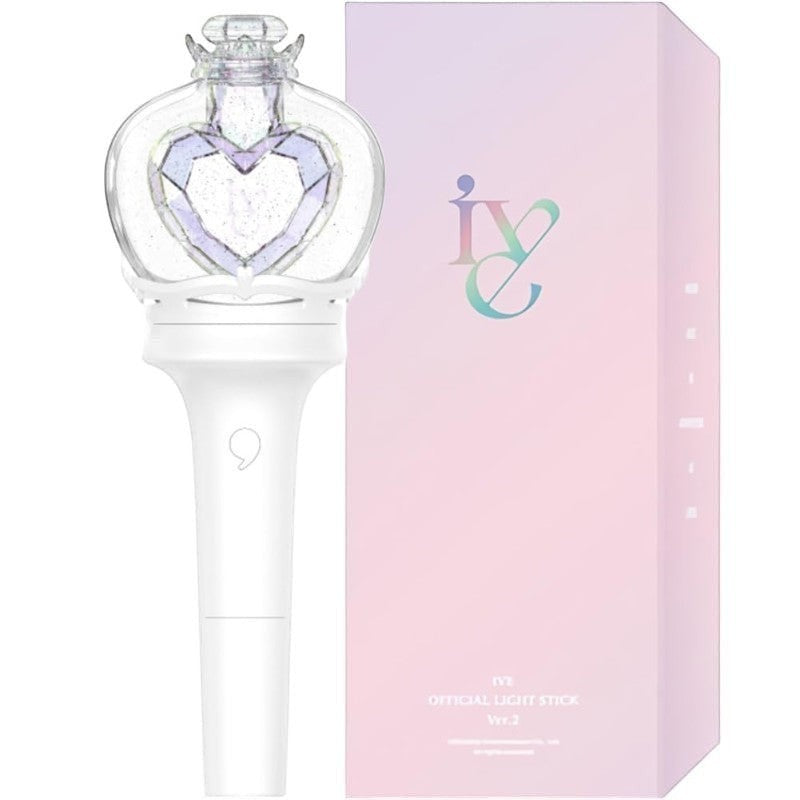 IVE Official Lightstick Ver.2 white handle and heart-shaped glitter dome - DIVE Light Stick