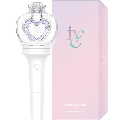 IVE Official Lightstick Ver.2 white handle and heart-shaped glitter dome - DIVE Light Stick