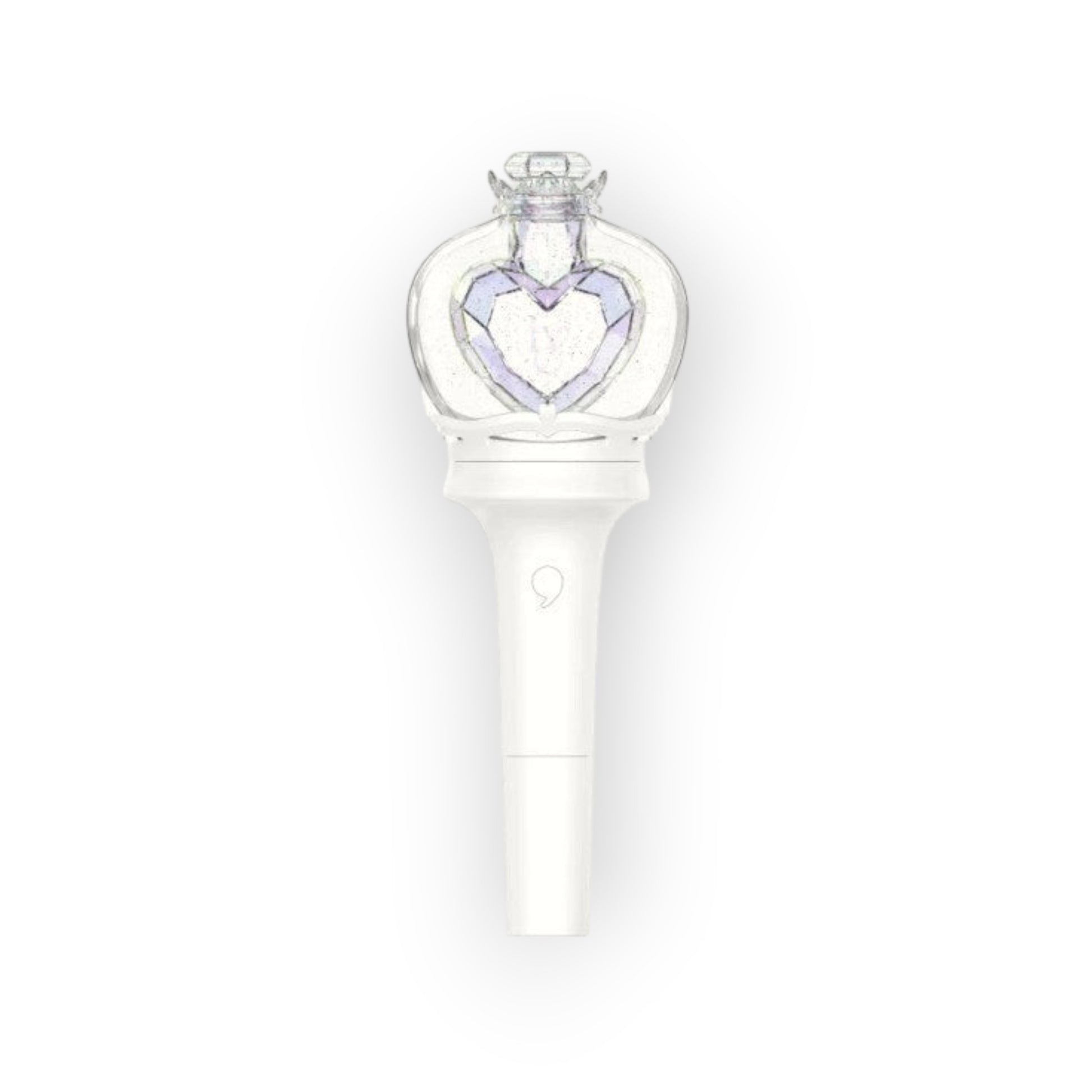 Lightstick Shop IVE Official Lightstick Ver.2 featuring a clear heart-shaped glitter dome and a sleek white handle.