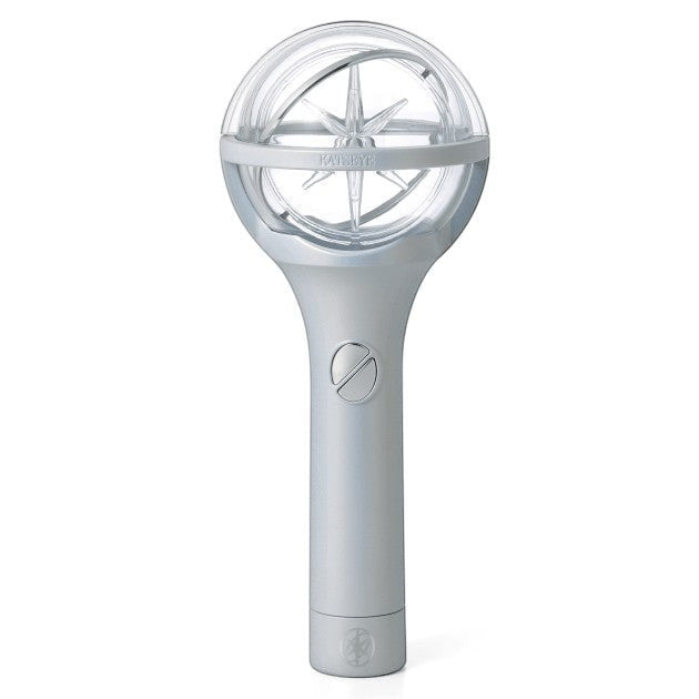 Lightstick Shop official KATSEYE lightstick featuring a clear spherical globe with a star emblem on a silver handle.
