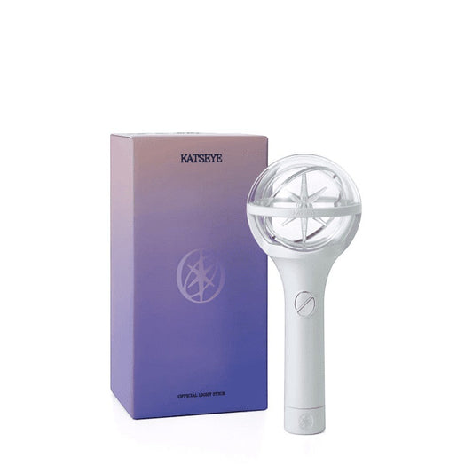 Lightstick Shop official KATSEYE lightstick featuring a clear spherical globe with a star emblem on a silver handle.