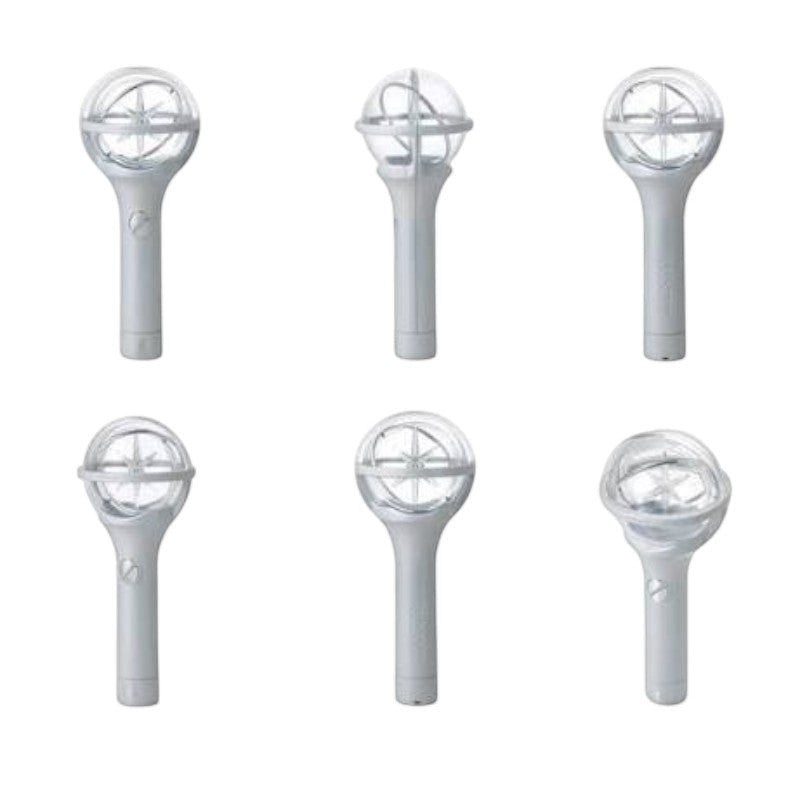 Lightstick Shop official KATSEYE lightstick featuring a clear spherical globe with a star emblem on a grey handle