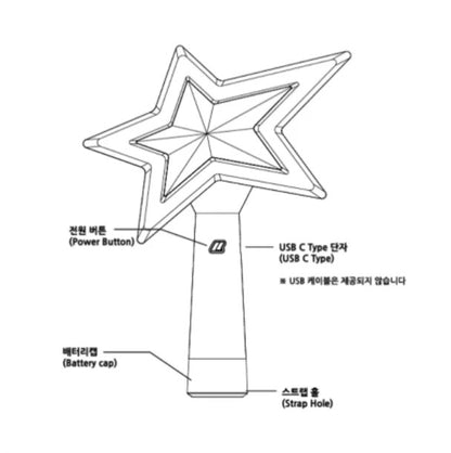 LISA Official Star Light Lightstick Diagram Power Button USB-C Port Strap Hole - BLACKPINK Lightstick