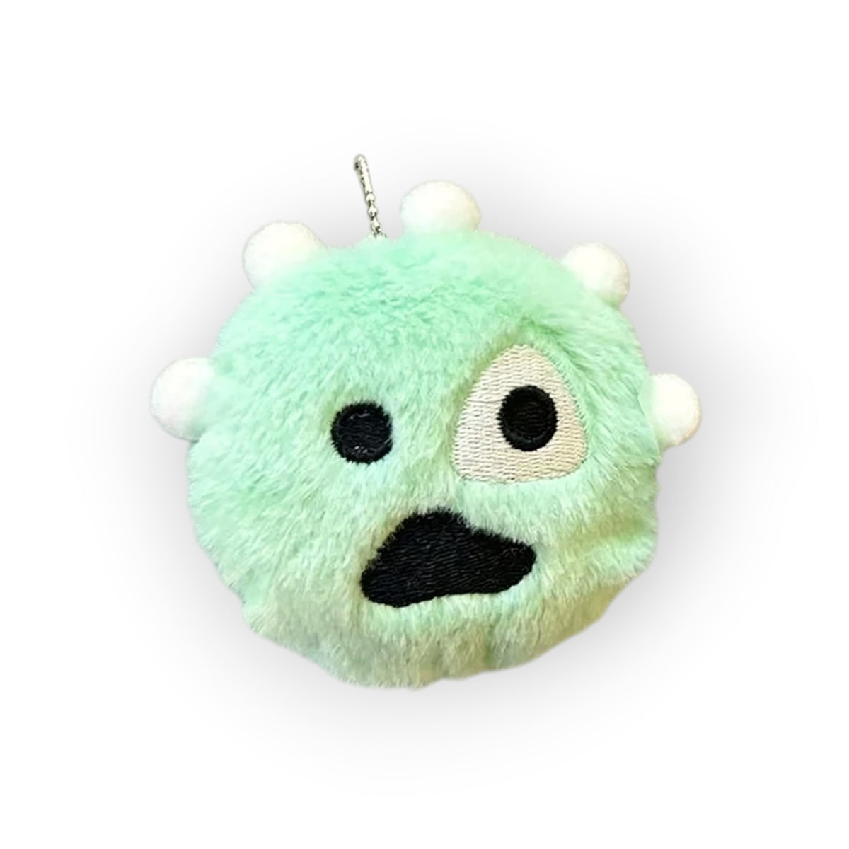 CORTIS Ball plush keychain in mint green with embroidered surprised face and white spike accents