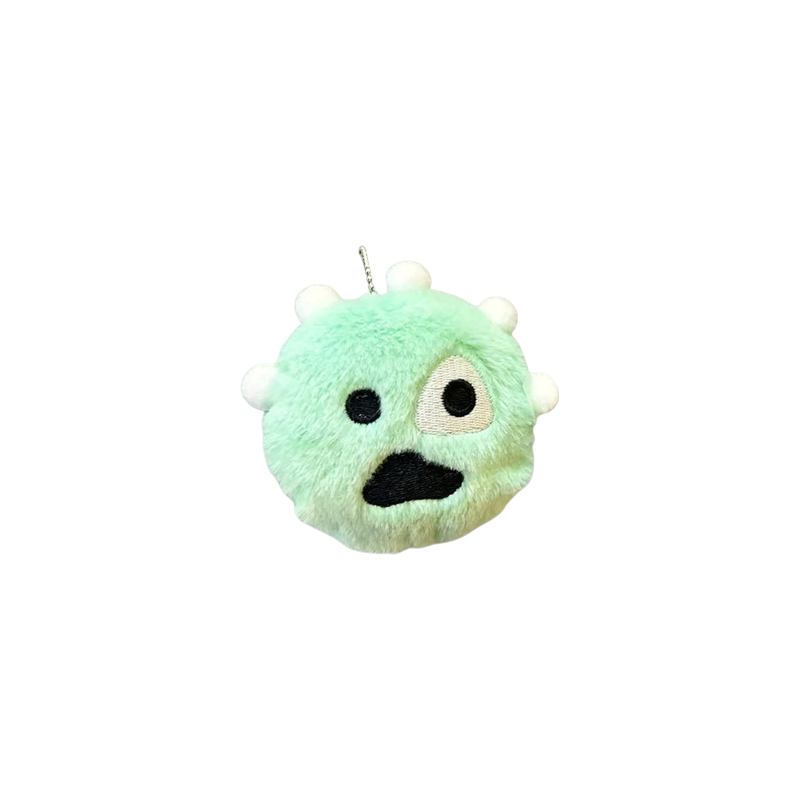 CORTIS Ball plush keychain in mint green with embroidered surprised face and white spike accents