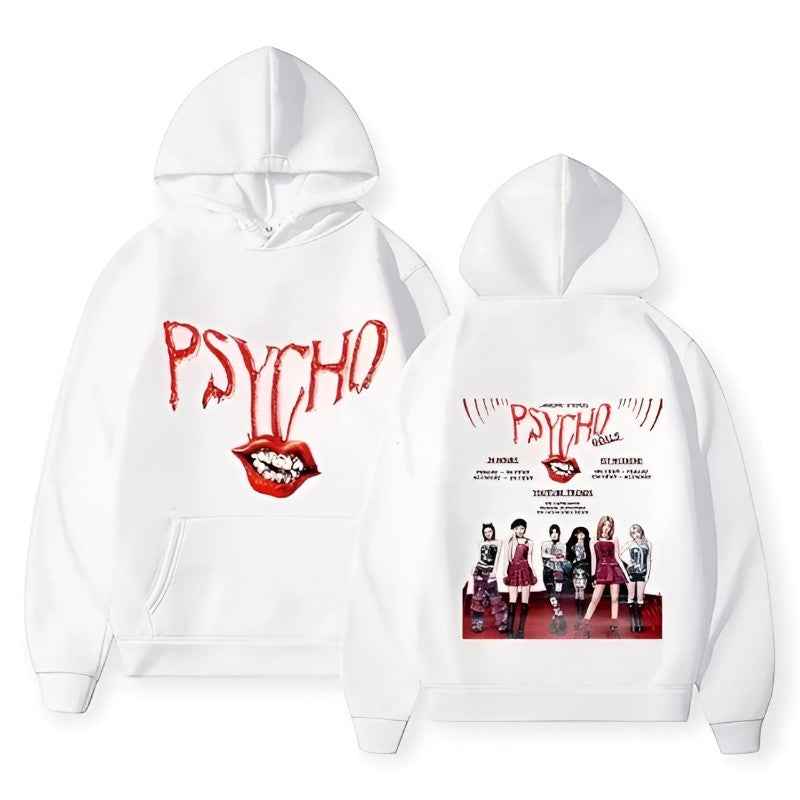 PSYCHO Graphic Pullover Hoodie White - BABYMONSTER Hoodie