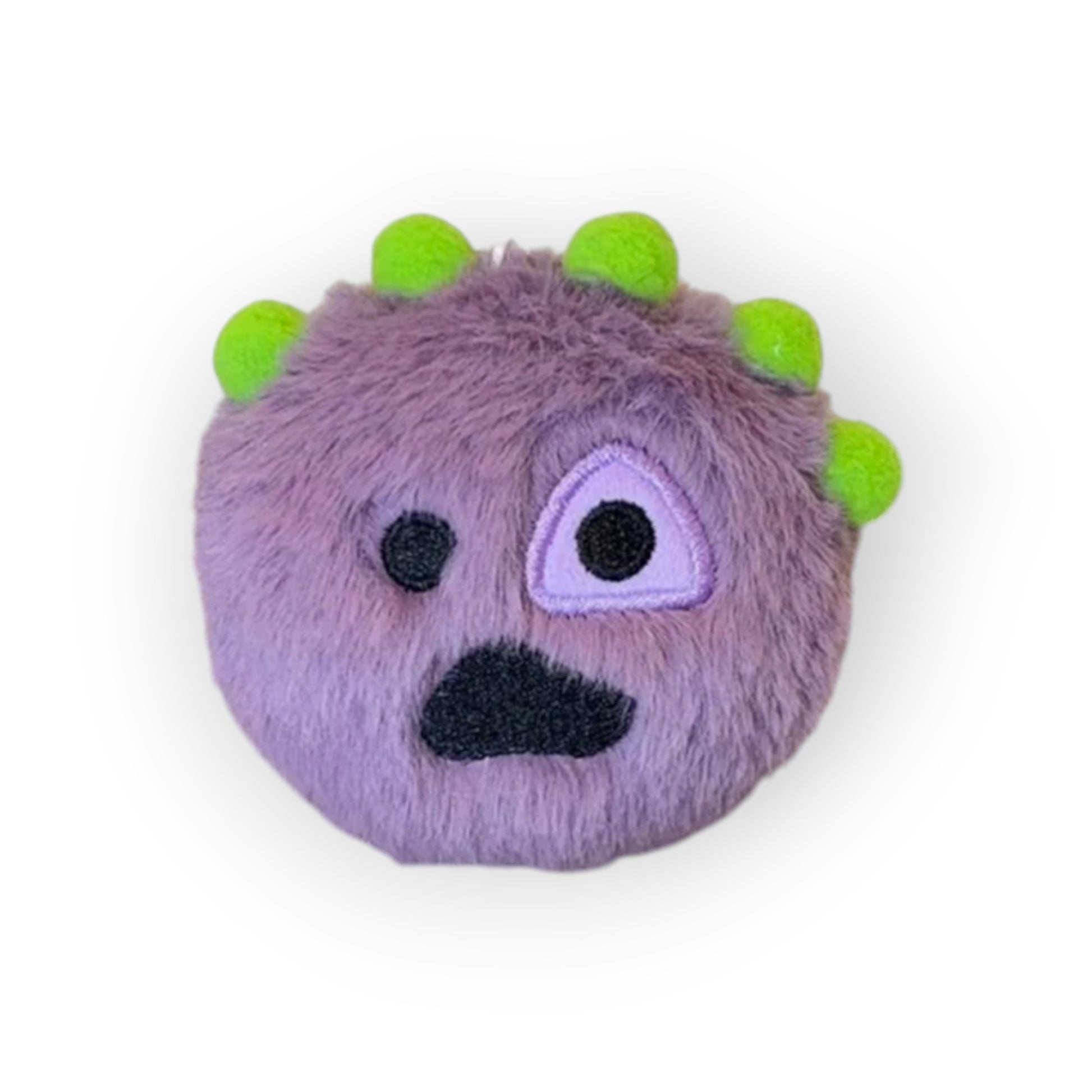 CORTIS Ball plush keychain in purple with green spikes and a funny monster face