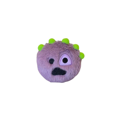 CORTIS Ball plush keychain in purple with green spikes and a funny monster face
