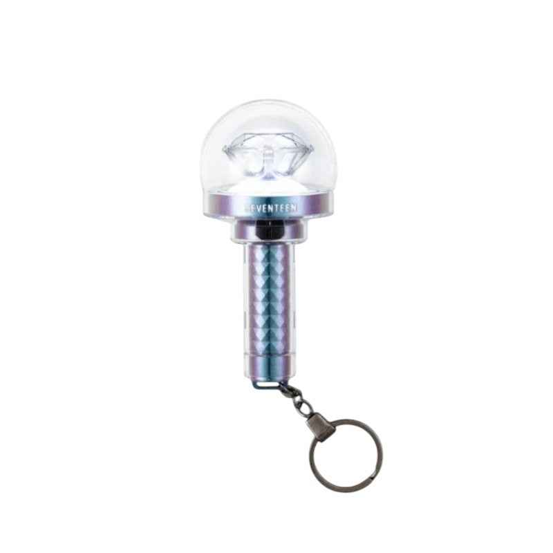 Lightstick Shop SEVENTEEN Carat Bong Ver.3 mini lightstick keychain with a diamond top and iridescent handle.