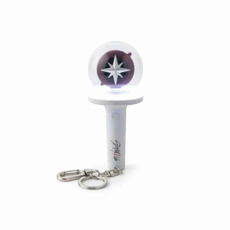 Lightstick Shop Stray Kids Nachimbong mini lightstick keychain with glowing compass design and metal keyring attachment.