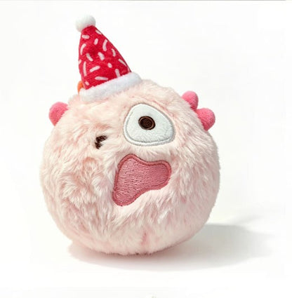 CORTIS Ball birthday plush in pink with a sprinkle-pattern party hat