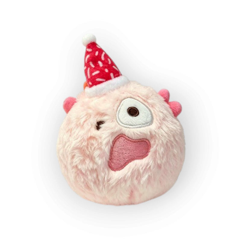CORTIS Ball birthday plush in pink with a sprinkle-pattern party hat