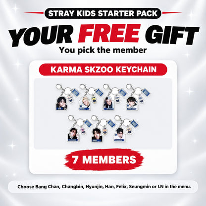 Free gift in the Stray Kids Starter Pack: KARMA SKZOO keychain, you pick the member - Stray Kids Lightstick Bundle