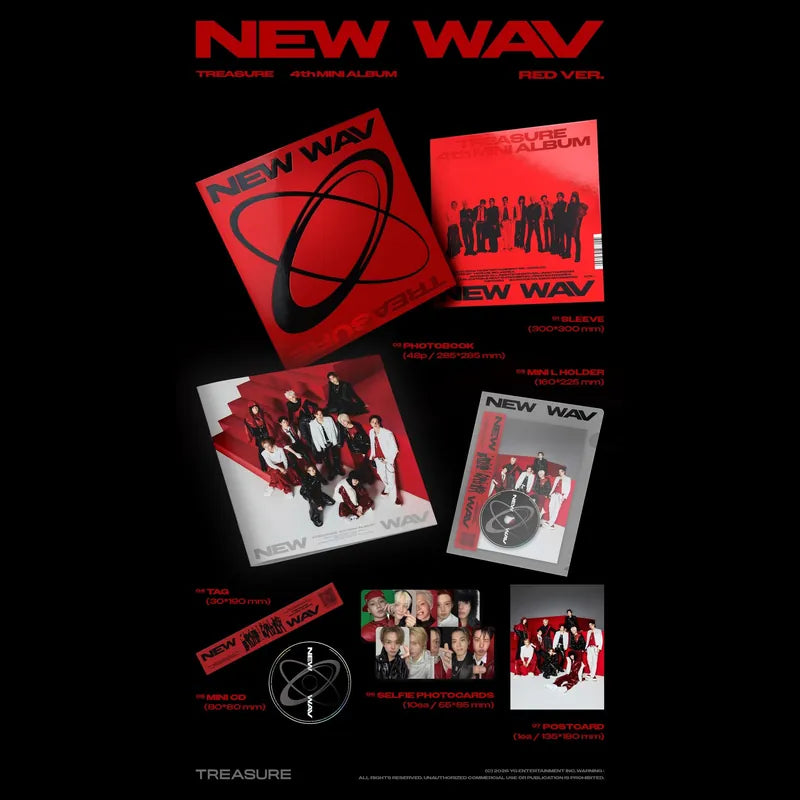NEW WAV 4th Mini Album RED Ver. contents - TREASURE Album