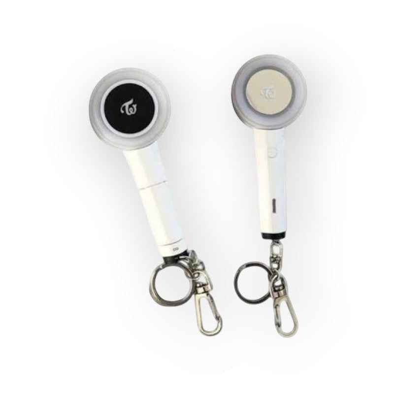 Lightstick Shop TWICE Candy Bong mini lightstick keychains with white handles and circular logo heads